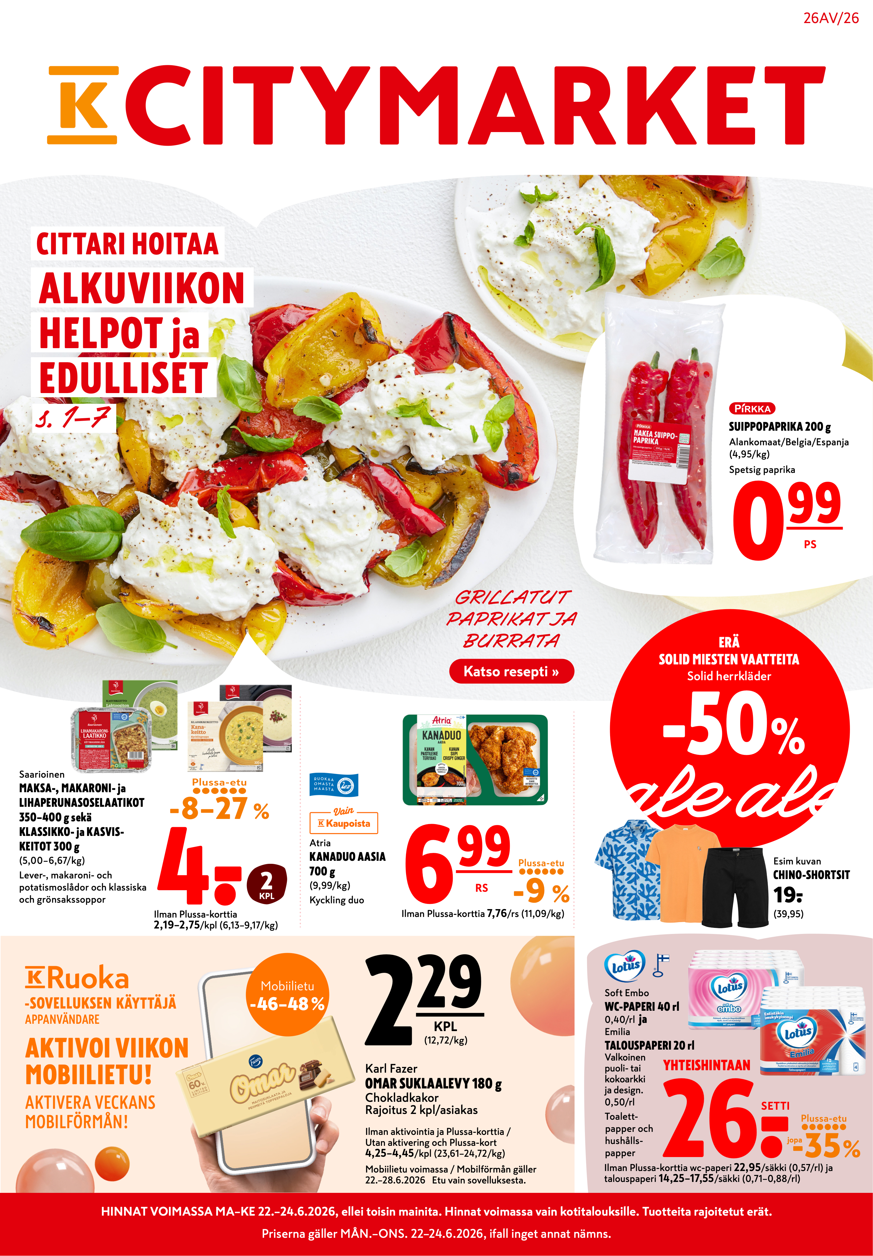 K-Citymarket Alkuviikon tarjouslehti vk 26 sivu 1