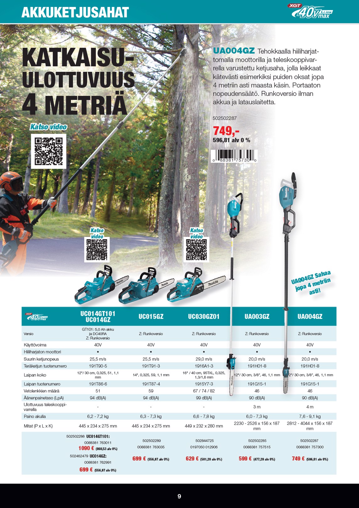 K-Rauta Makita Xgt Esite 2026 sivu 9