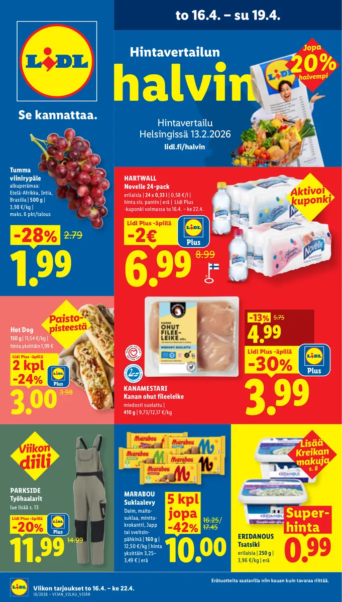 Lidl Koko Suomen Tarjoukset to 16.4. – ke 22.4.
