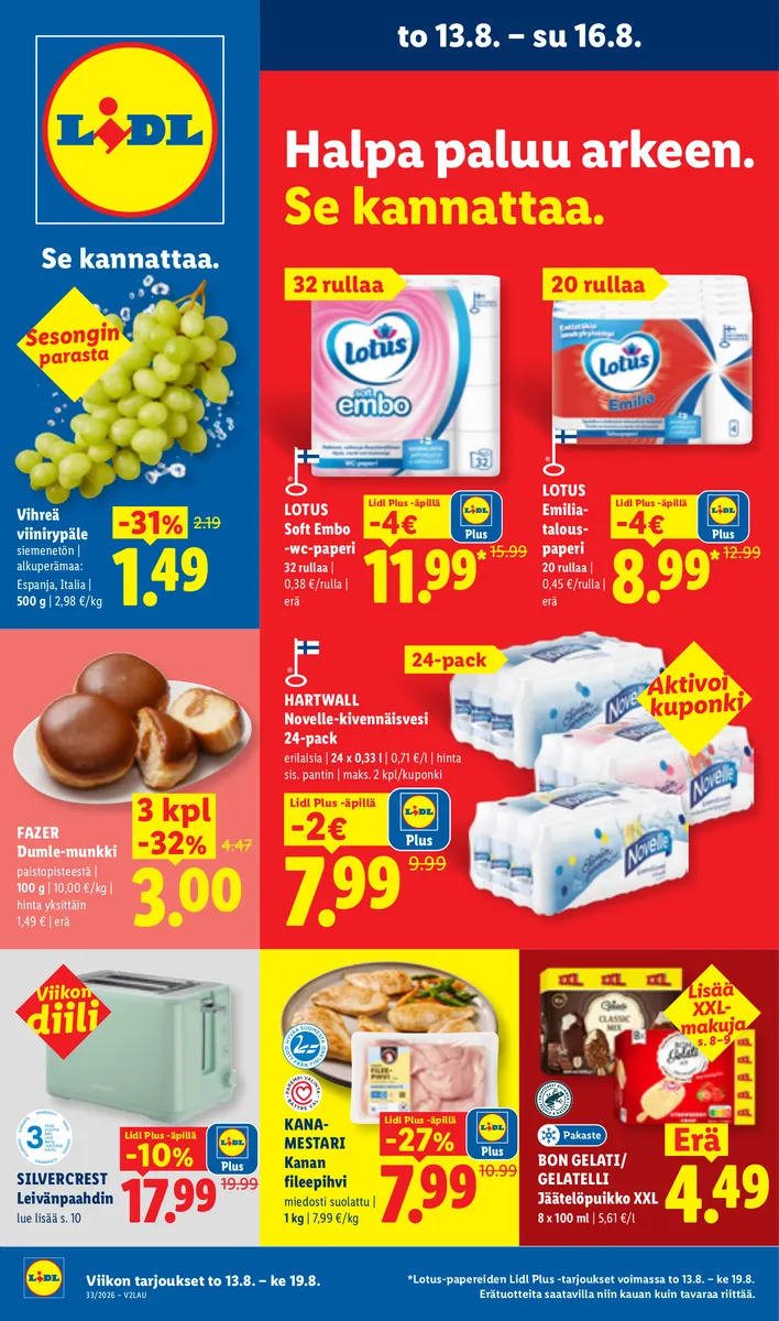 Lidl Koko Suomen Tarjoukset to 13.8. – su 16.8.