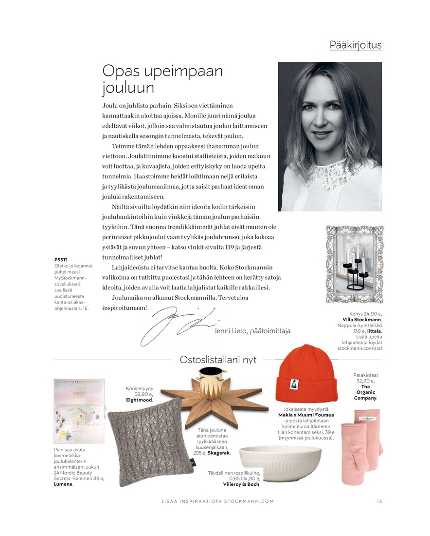 Stockmann Stockmann Magazine Xmas 2019 FI sivu 13