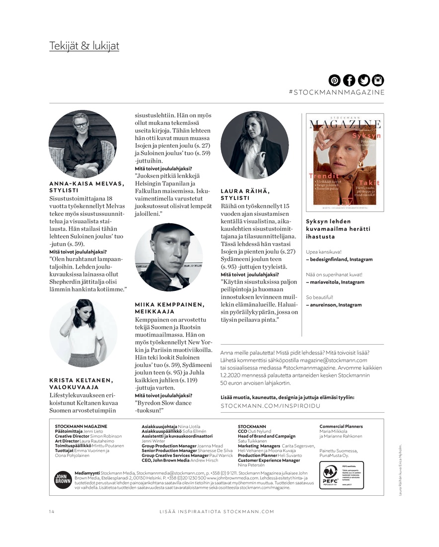 Stockmann Stockmann Magazine Xmas 2019 FI sivu 14