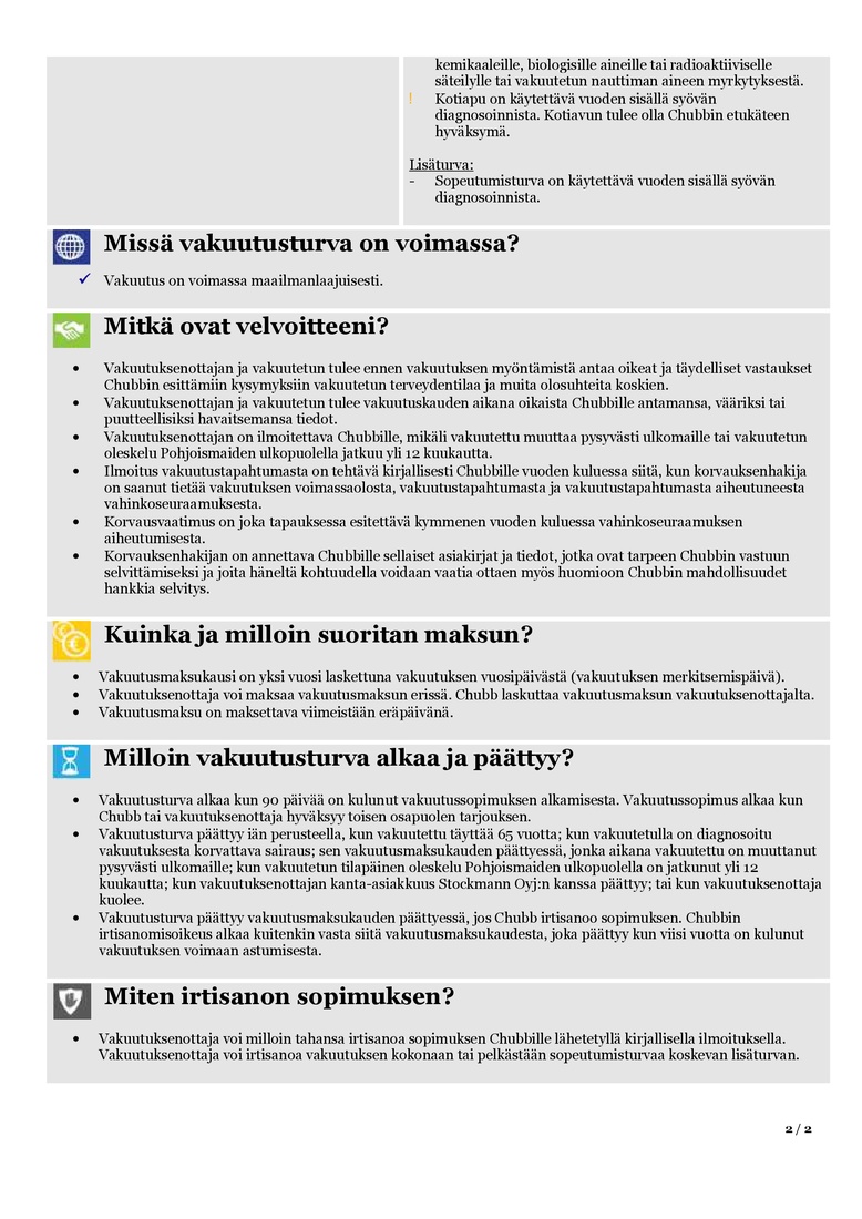 Stockmann Stockmann Turva Naisten Syöpävakuutus sivu 2